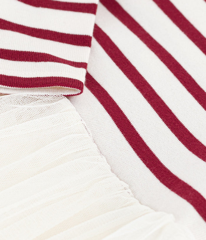 AW25 - A0EBV 01 WHITE BURGUNDY DRESSES FALL WINTER 2025/26 LONG SLEEVES STRIPES