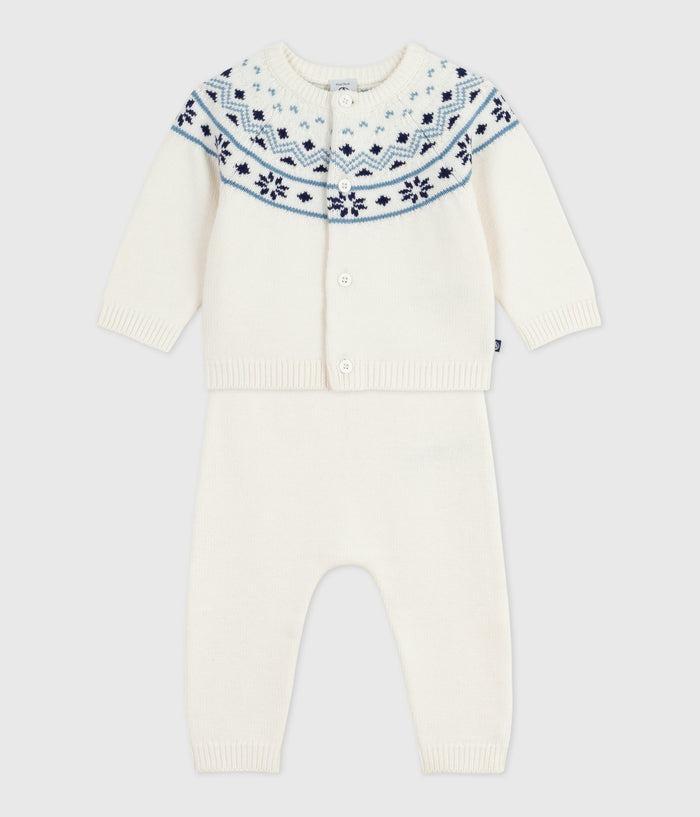 AW25 - A0ECE 01 WHITE BLUE FALL WINTER 2025/26 NEWBORN OUTFITS SETS SWEATER