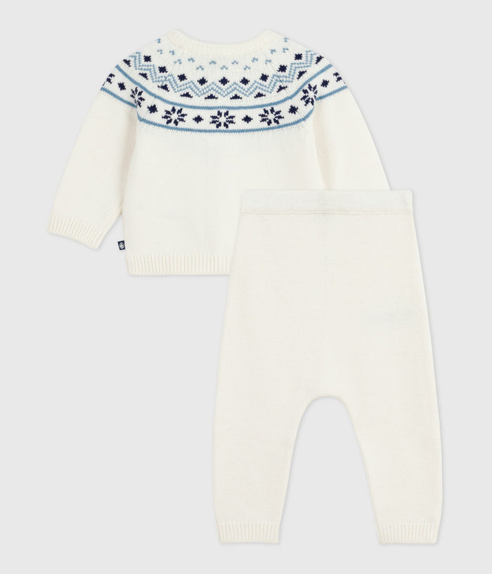 AW25 - A0ECE 01 WHITE BLUE FALL WINTER 2025/26 NEWBORN OUTFITS SETS SWEATER