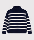 AW25 - A0EFU 01 NAVY WHITE LONG SLEEVES FALL WINTER 2025/26 ICONIC STRIPES TURTLENECK