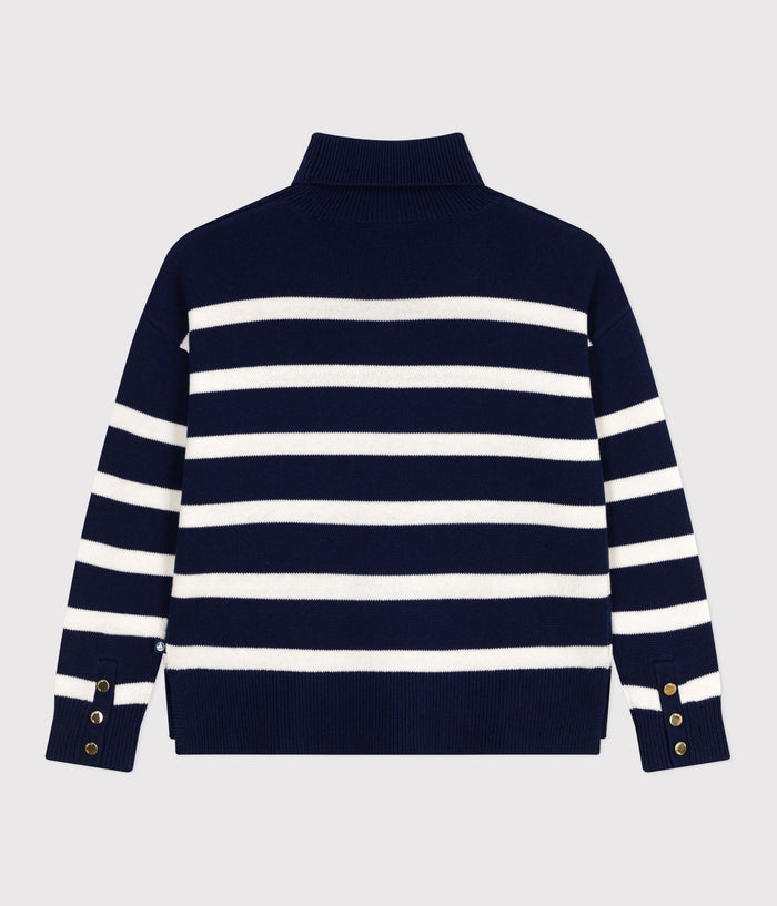 AW25 - A0EFU 01 NAVY WHITE LONG SLEEVES FALL WINTER 2025/26 ICONIC STRIPES TURTLENECK
