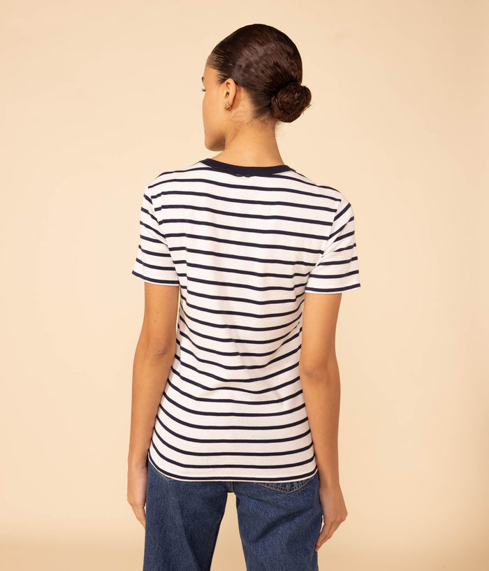 AW25-A08CJ 04 WHITE NAVY SHORT SLEEVES STRIPES T-SHIRTS