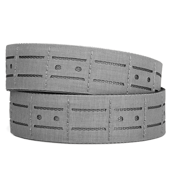 Gray Laser Cut Molle Battle Belt strap on a white background