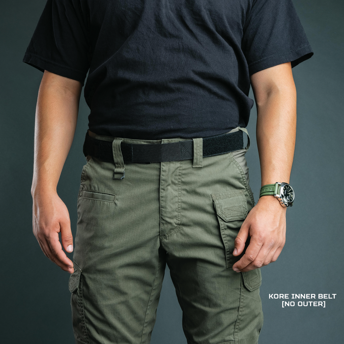 Person Wearing a Kore Essentials Inner Belt without an Outer Belt