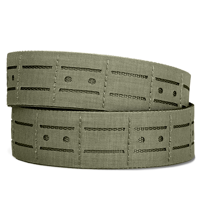Ranger Green Laser Cut Molle Battle Belt strap on a white background