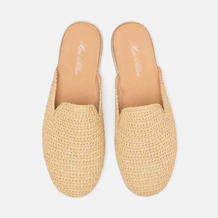 Bahia Tan Raffia Mule