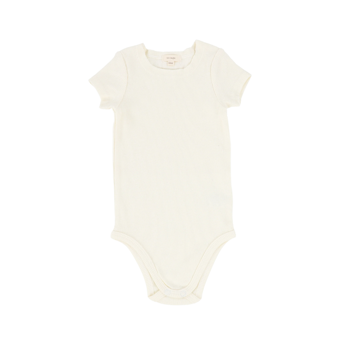 Basic Ribbed Short Sleeve Onesie - Ivory