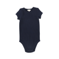Basic Ribbed Short Sleeve Onesie -Navy