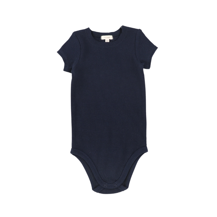 Basic Ribbed Short Sleeve Onesie -Navy