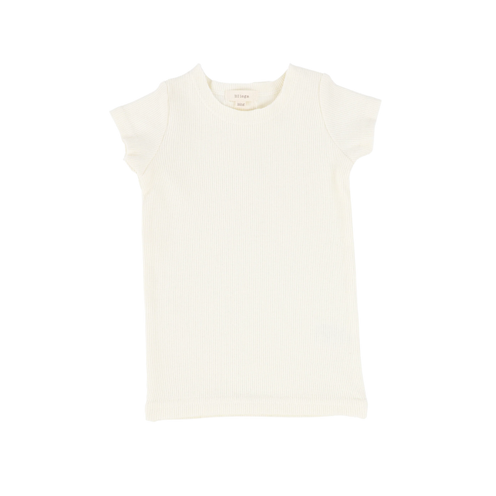 Basic Ribbed Short Sleeve Tee - Ivory