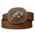 Kore Essentials Brown Buffalo Leather Gun Belt with an X8 Brass Buckle