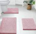 Black 2 Piece Striped Fake Fur Rabbit Bathroom Bath Mat