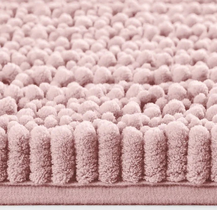 Black 2 Piece Striped Fake Fur Rabbit Bathroom Bath Mat