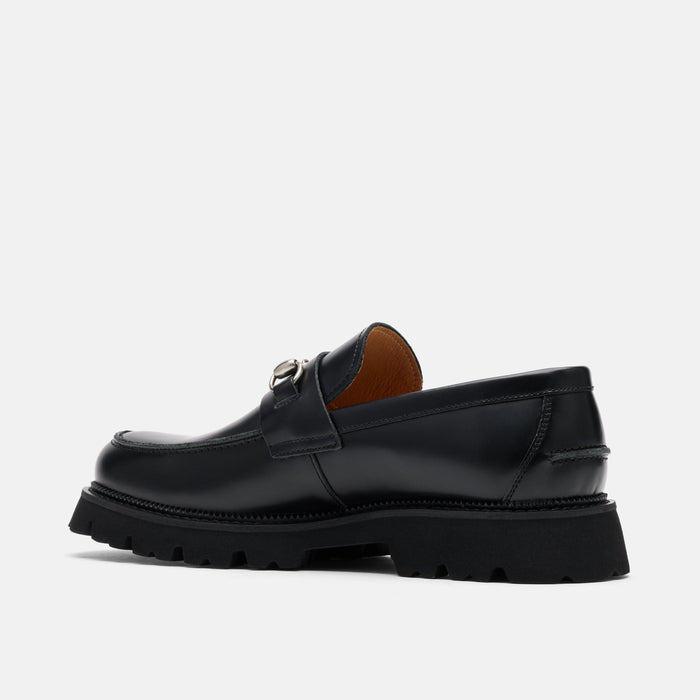Blake Black Leather Lug Bit Loafers