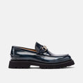 Blake Navy Patent Leather Lug Bit Loafers