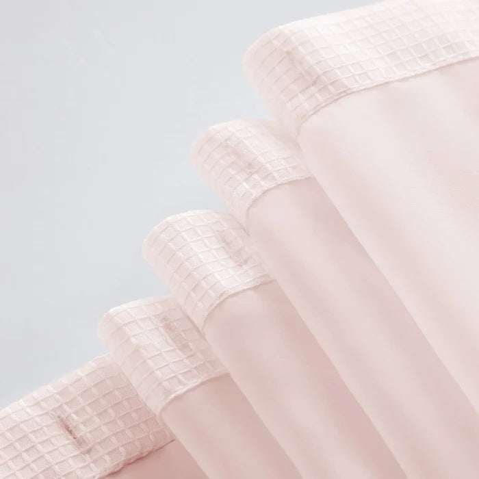 Blush Sheer and Grid Shower Curtain and Liner Set