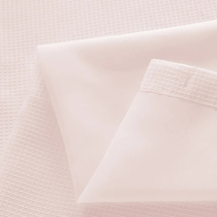 Blush Sheer and Grid Shower Curtain and Liner Set