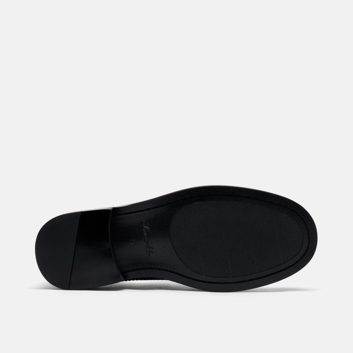 Boardwalk Black/White Woven Leather Horse-Bit Loafers