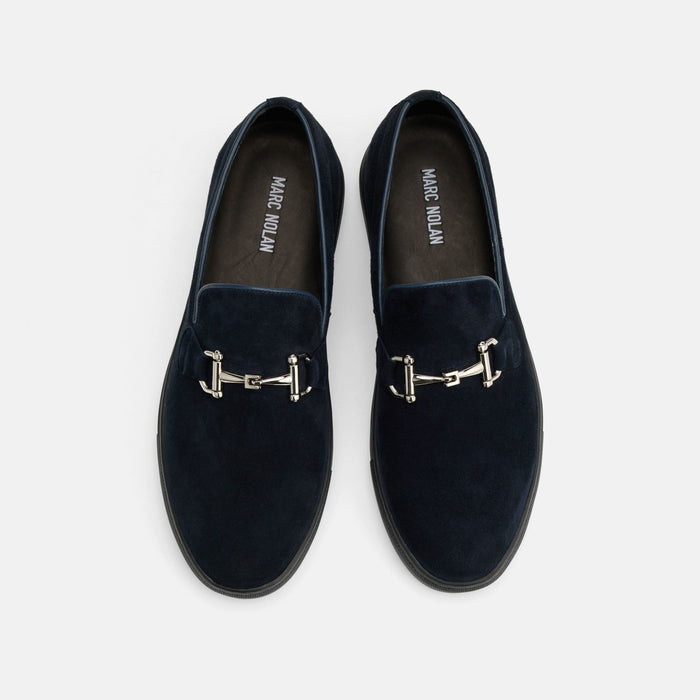 Boardwalk Navy Suede Horse-Bit Sneakers