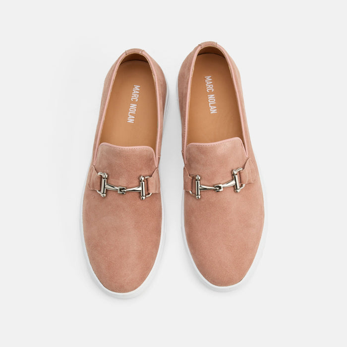 Boardwalk Salmon Suede Horse-Bit Sneakers