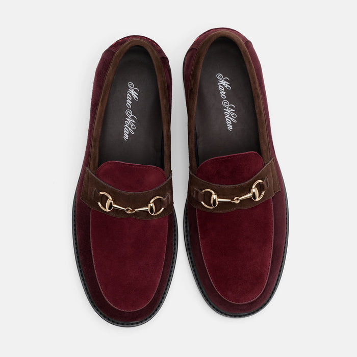 Boardwalk Triple Burgundy Suede Horse-Bit Loafers