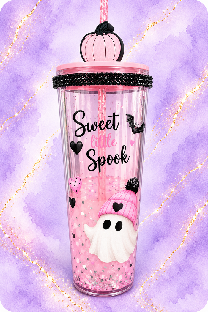 Boo-tiful & Pink – Snow Globe Tumbler -24 oz