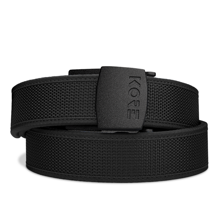 Kore Essentials Black Competition Gun Belt with a C1 Buckle on a White Background