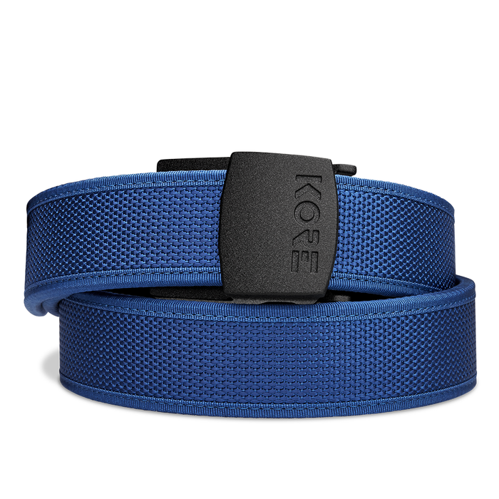 Kore Essentials Blue Competition Shooting Belt with a Black C1 Buckle