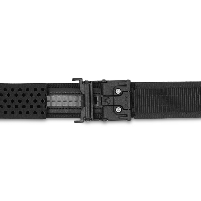The backside of a black Kore Essentials competition shooting gun belt