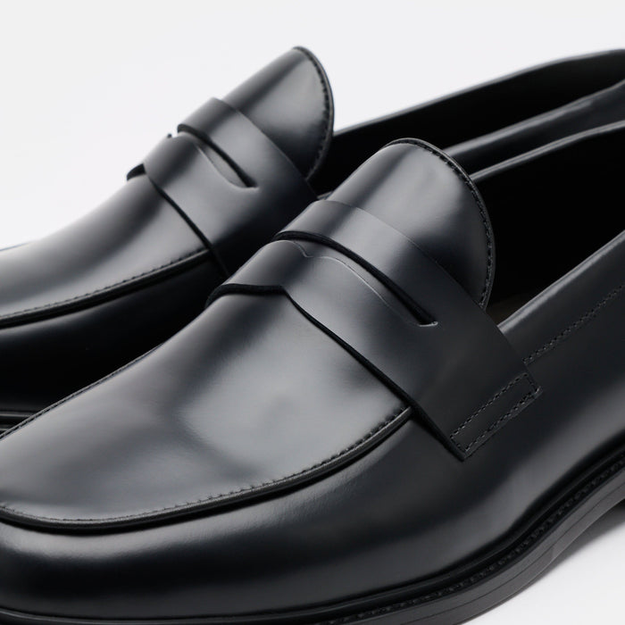 Calum Black Calf Leather Penny Loafers