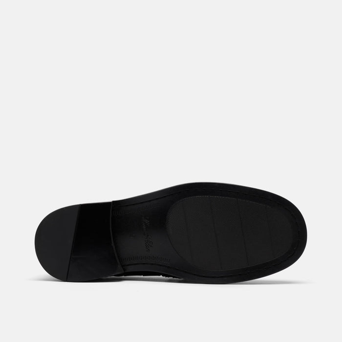 Calum Black Woven Leather Penny Loafers