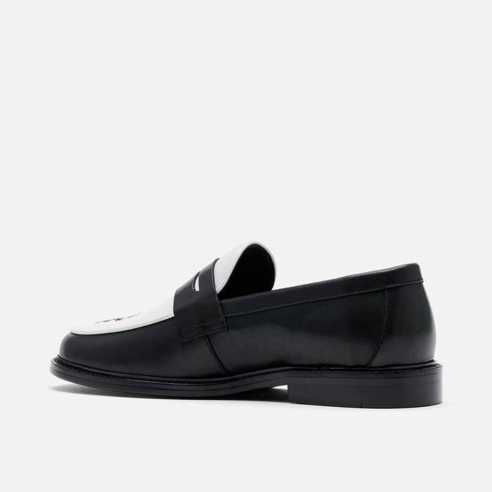 Calum Red Rose Leather Penny Loafers