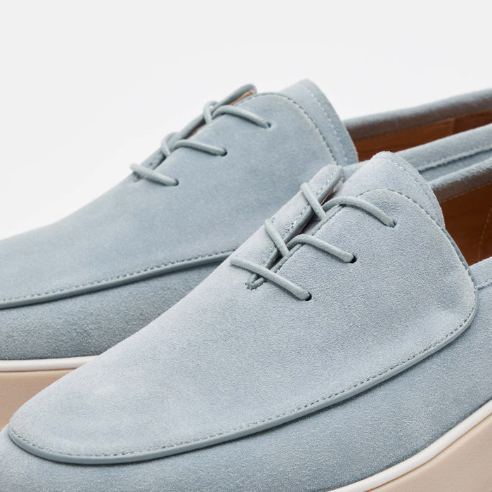 Cannes Sky Blue Suede Lace-Up Sneakers