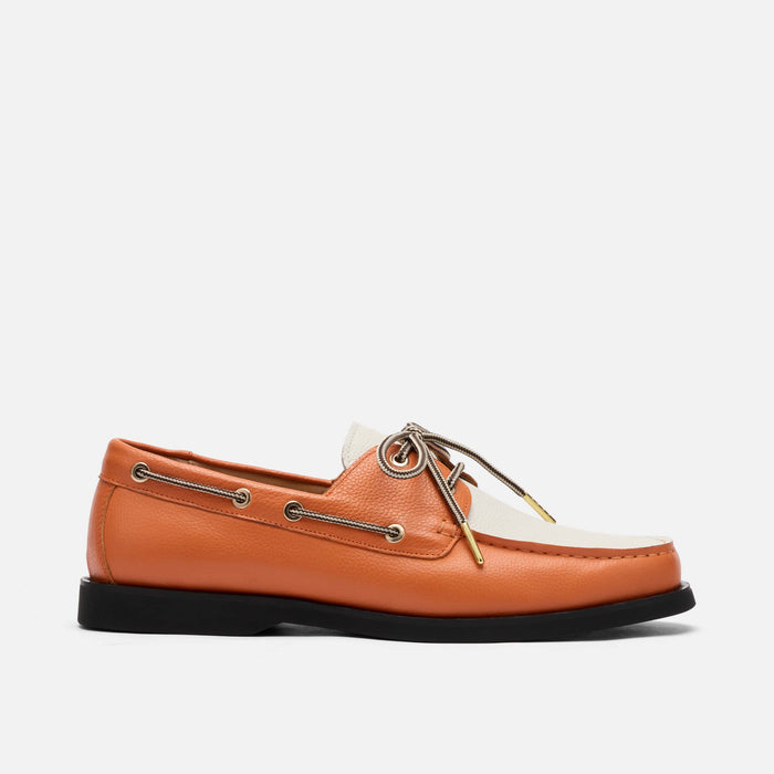 Capri Orange/White Leather Boat Shoes