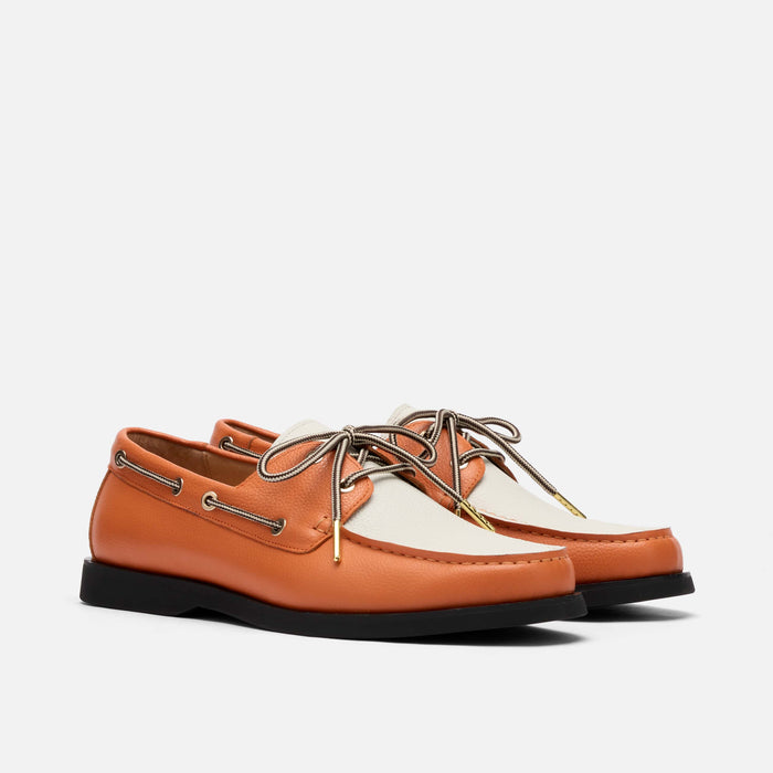 Capri Orange/White Leather Boat Shoes