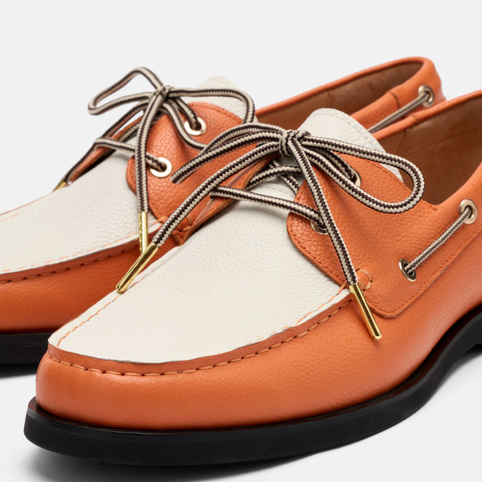 Capri Orange/White Leather Boat Shoes