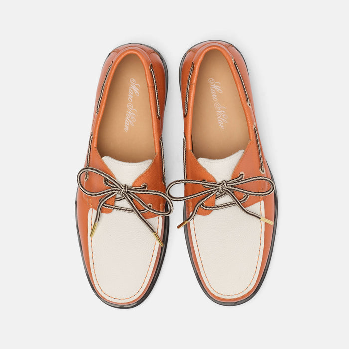 Capri Orange/White Leather Boat Shoes