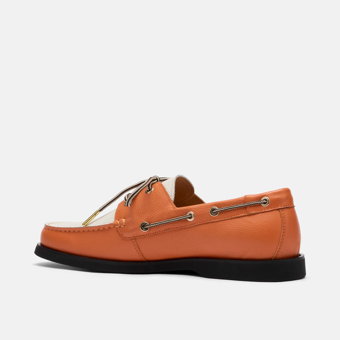 Capri Orange/White Leather Boat Shoes