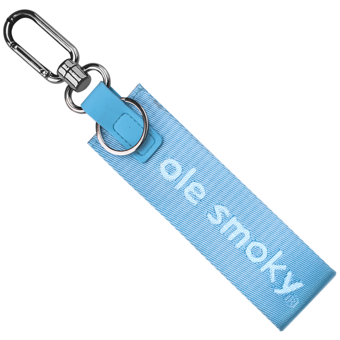 CARABINER WOVEN STRAP KEYCHAIN - LIGHT BLUE