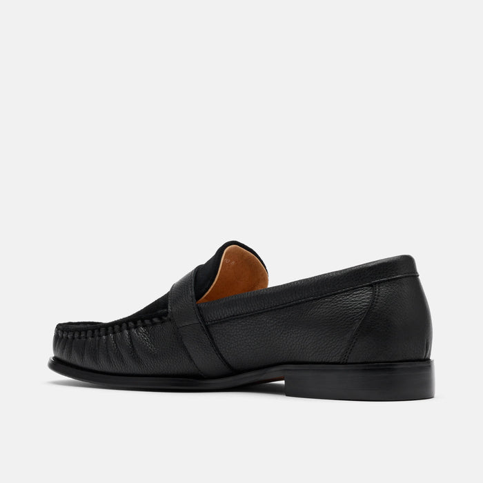 Cato Black Leather Buckle Loafers