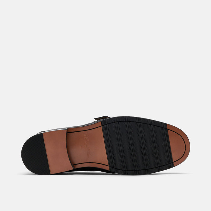 Cato Black Leather Buckle Loafers