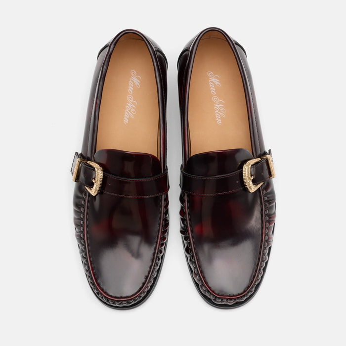 Cato Burgundy Patent Leather Buckle Loafers