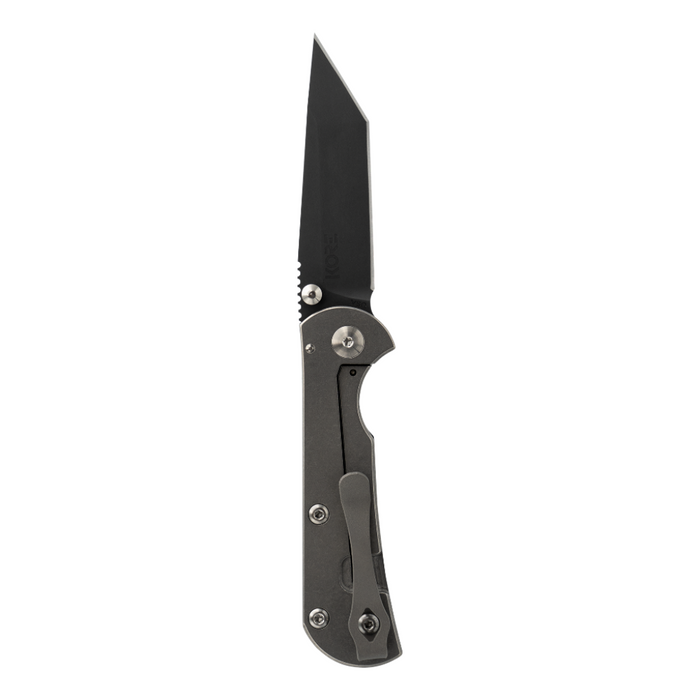 Side View of Kore Essentials and TOOR Knives Chasm Tanto Steel Blade Folding Knife
