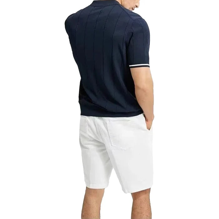 CHCH Men's Polo Shirt Summer Ribbed Knitted Breathable Cool Texture Polo Shirt