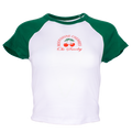 CHERRIES RAGLAN CROP TEE