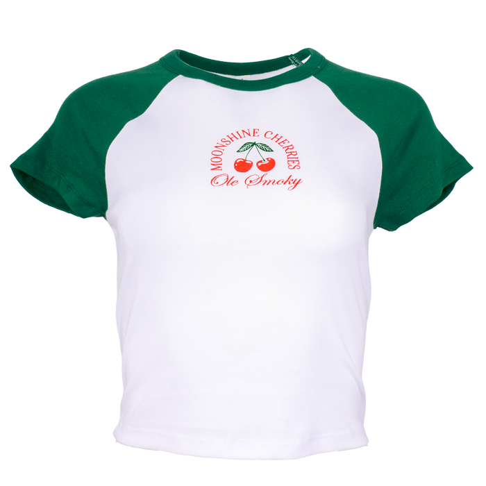 CHERRIES RAGLAN CROP TEE