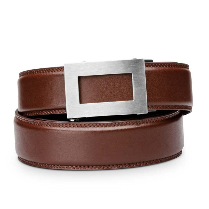 Kore Essentials stainless steel icon buckle full grain leather track belt