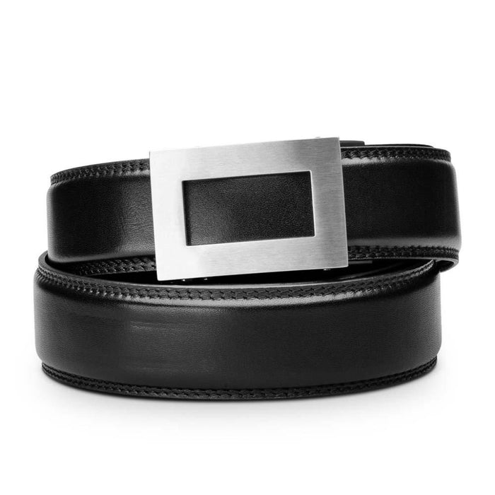 Kore Essentials stainless steel icon buckle full grain leather track belt
