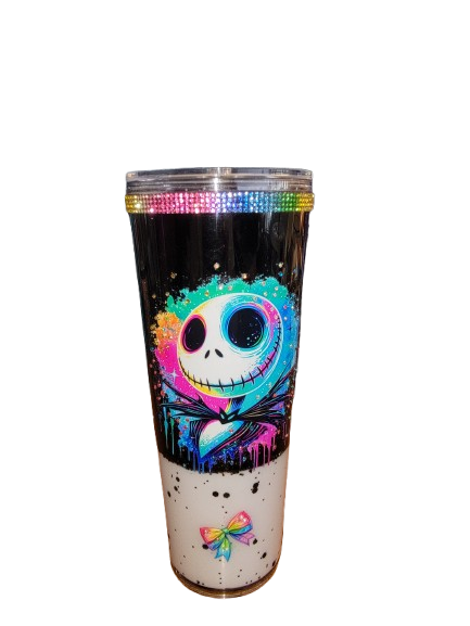 Colorful Skeleton King Snow Globe Tumbler - 24 oz