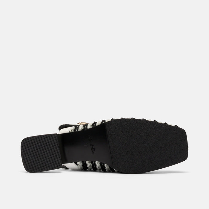 Cora White/Black Leather Mary Jane Lug Slingbacks